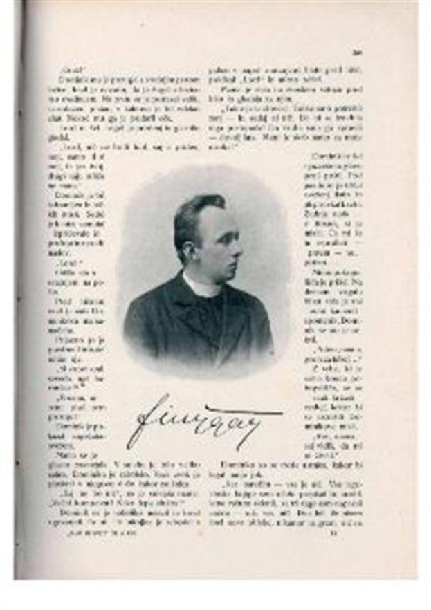 Ein Schwarz-Weiß-Foto eines Mannes in Priesterroben, der mutmaßlich der erste Bischof der Kirche des Heiligen Grabes ist, mit ernster Miene und gefalteten Händen, der in die Ferne schaut.