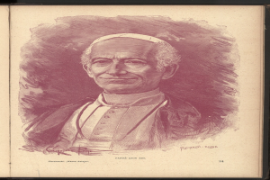 Porträt von Papst Johannes Paul II. in einer weißen Soutane und einem weißen Zylinder, der vor einem weißen Hintergrund steht und einen friedlichen Gesichtsausdruck hat.