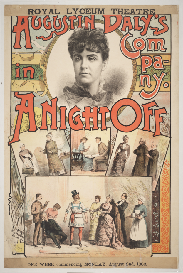 Ein Plakat für die Produktion des Royal Lyceum Theatre 'Comedy in Pennsylvania' mit einer zentralen Frau umgeben von einer Gruppe von Menschen und beschreibendem Text.